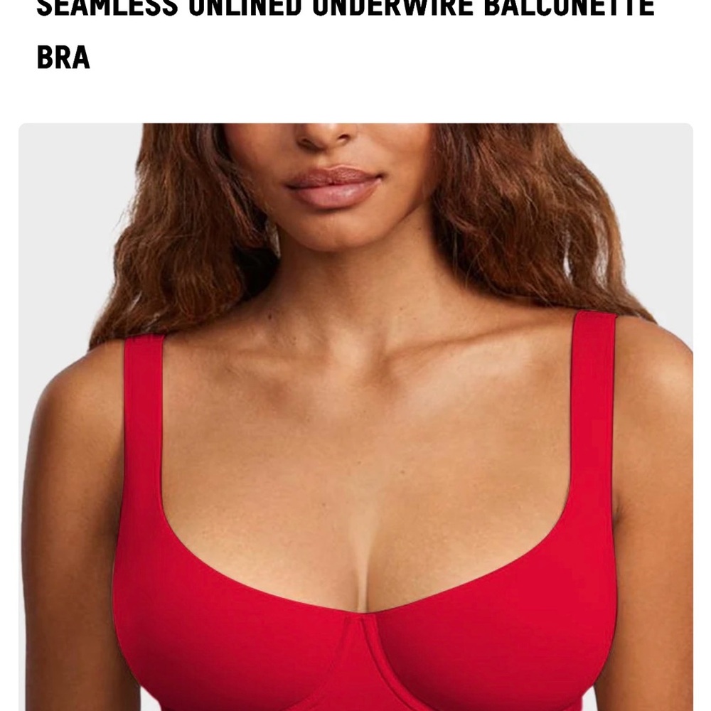 Shecurve Seamless Unlined Balconette Bra in Red - NWOT 38E